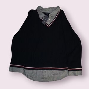 Tommy Hilfiger Black Sweater with Red and White Accents